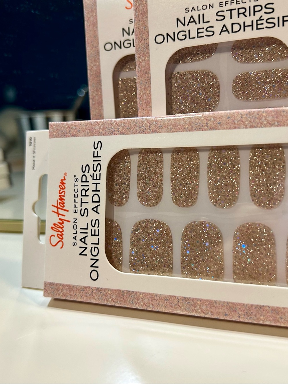 Sally Hansen Sparkling Rose Glitter Press-On Nail Strips